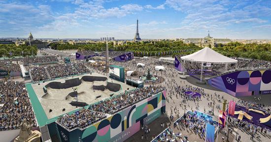 La place de la Concorde va notamment accueillir les épreuves de skate.