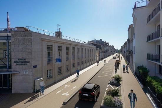 Vue 3D des futurs aménagements de la rue David Johnston